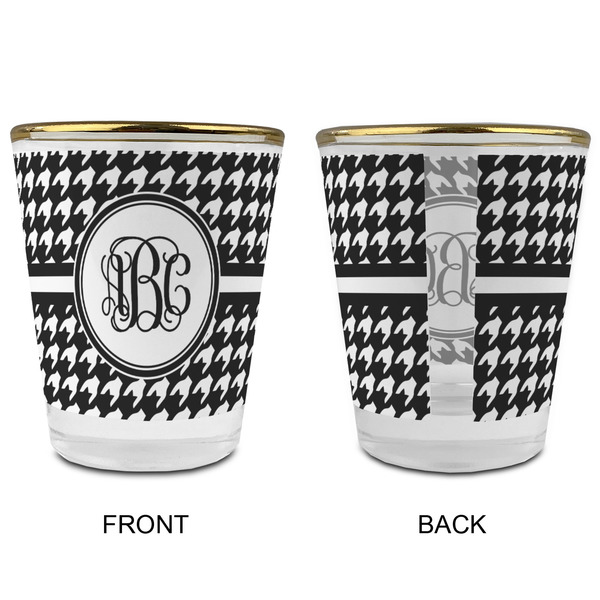 Houndstooth Glass Shot Glass - with gold rim - APPROVAL