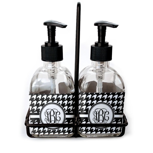 Custom Houndstooth Glass Soap & Lotion Bottle Set (Personalized)
