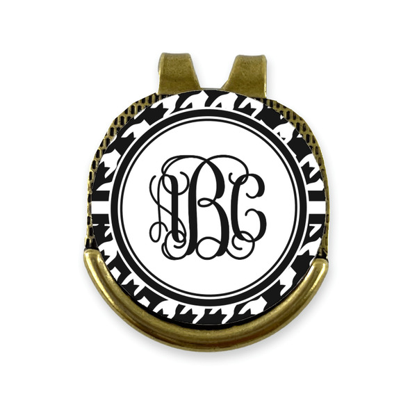 Custom Houndstooth Golf Ball Marker - Hat Clip - Gold