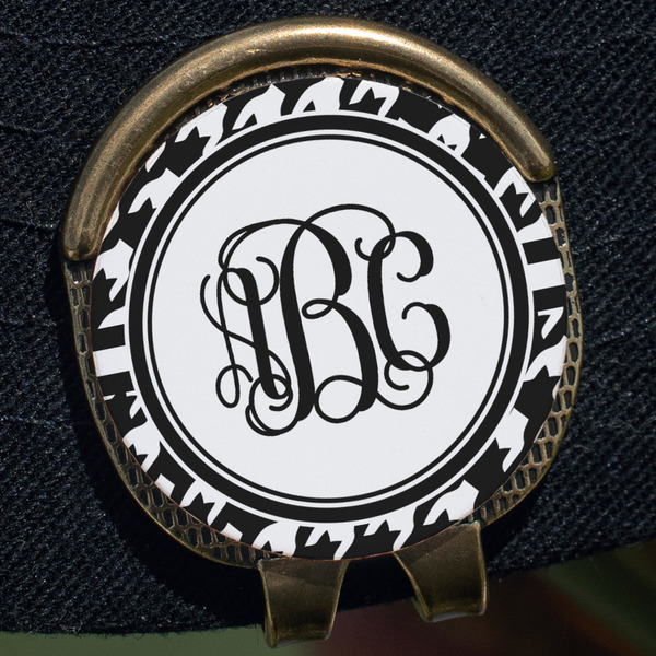 Houndstooth Golf Ball Marker Hat Clip - Gold - Close Up