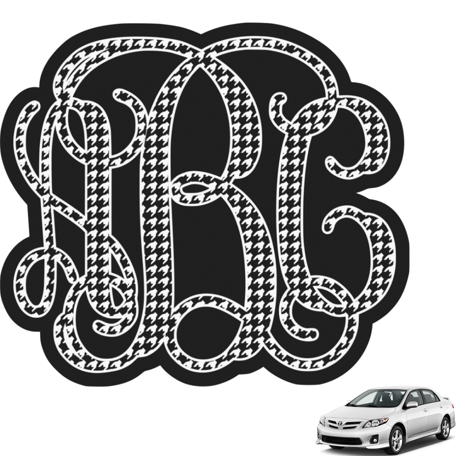 Houndstooth Interlocking Monogram Car Decal (Personalized) You