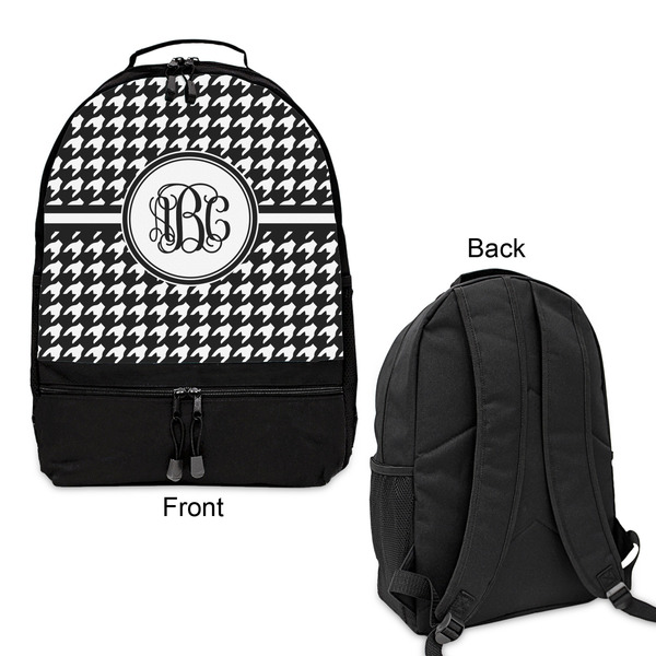 Houndstooth Large Backpack - Black - Front & Back View