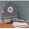 Houndstooth Large Backpack - Gray - On Desk