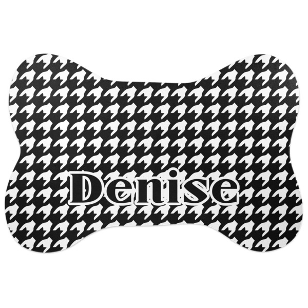 Custom Houndstooth Bone Shaped Dog Food Mat (Personalized)
