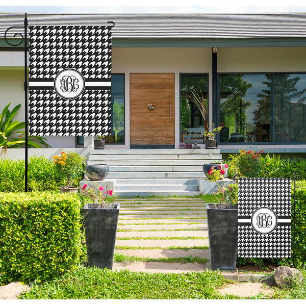 Custom Houndstooth Large Garden Flag - Double Sided (Personalized)