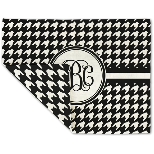 Custom Houndstooth Double-Sided Linen Placemat - Single w/ Monogram
