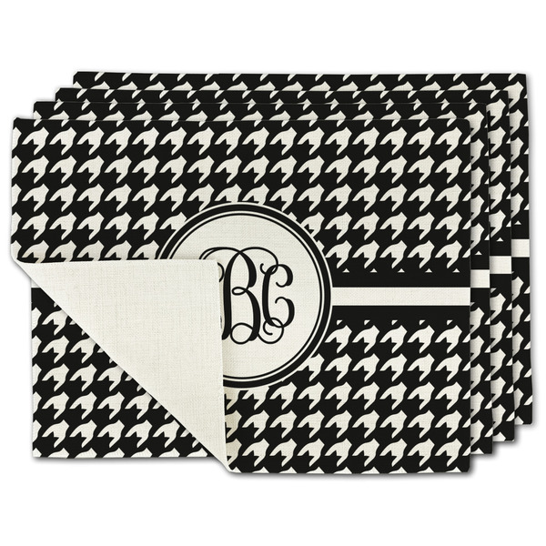 Custom Houndstooth Single-Sided Linen Placemat - Set of 4 w/ Monogram
