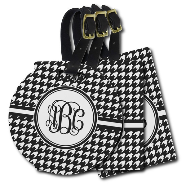 Custom Houndstooth Plastic Luggage Tag (Personalized)