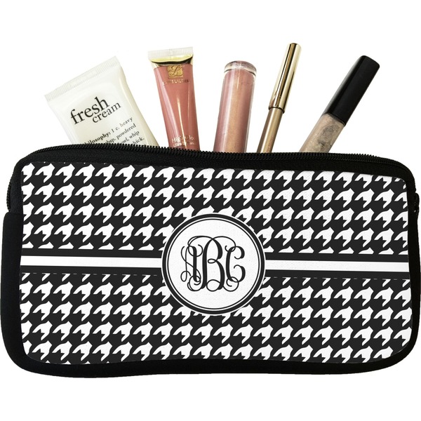 Custom Houndstooth Makeup / Cosmetic Bag - Small (Personalized)