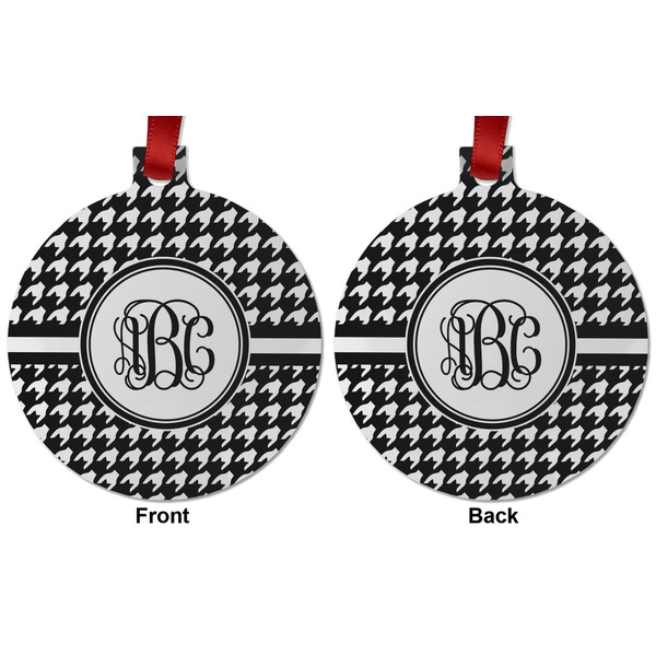 Houndstooth Metal Ball Ornament - Front and Back