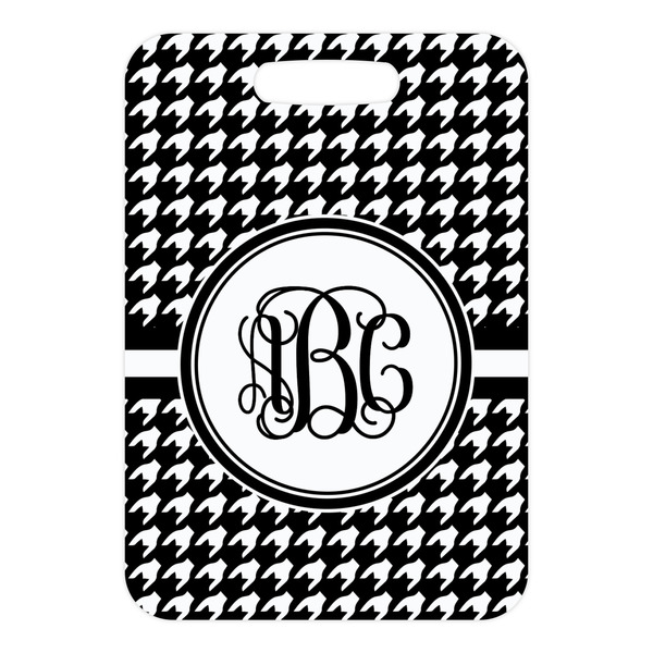 Houndstooth Metal Luggage Tag - Front Without Strap