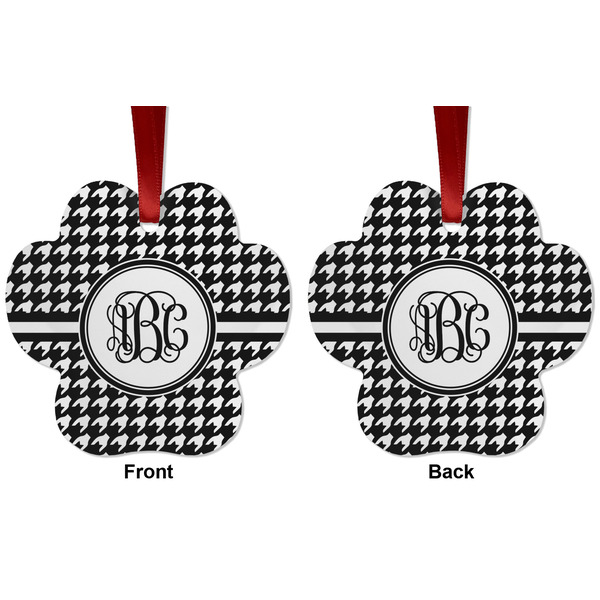 Houndstooth Metal Paw Ornament - Front and Back