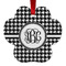 Houndstooth Metal Paw Ornament - Front