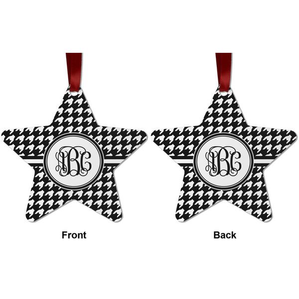 Houndstooth Metal Star Ornament - Front and Back