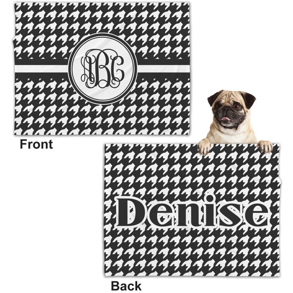 Houndstooth Microfleece Dog Blanket - Regular - Front & Back