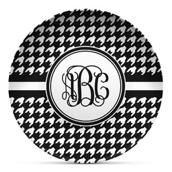 Houndstooth Microwave Safe Plastic Plate - Composite Polymer (Personalized)