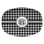 Houndstooth Plastic Platter - Microwave & Oven Safe Composite Polymer (Personalized)