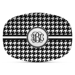 Houndstooth Plastic Platter - Microwave & Oven Safe Composite Polymer (Personalized)