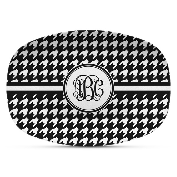 Custom Houndstooth Plastic Platter - Microwave & Oven Safe Composite Polymer (Personalized)