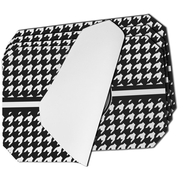 Custom Houndstooth Dining Table Mat - Octagon - Set of 4 (Single-Sided) w/ Monogram