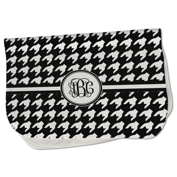 Custom Houndstooth Burp Cloth - Fleece w/ Monogram