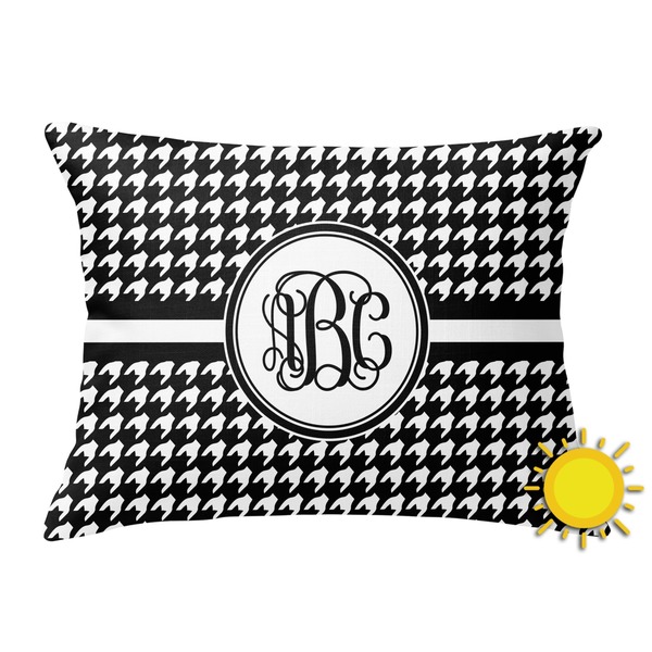 Custom Houndstooth Outdoor Throw Pillow (Rectangular) (Personalized)