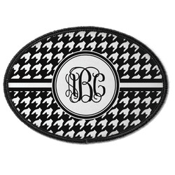 Houndstooth Iron On Oval Patch w/ Monogram