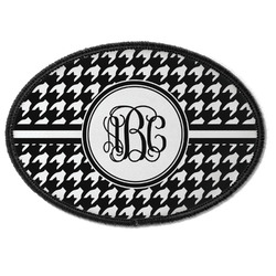 Houndstooth Iron On Oval Patch w/ Monogram