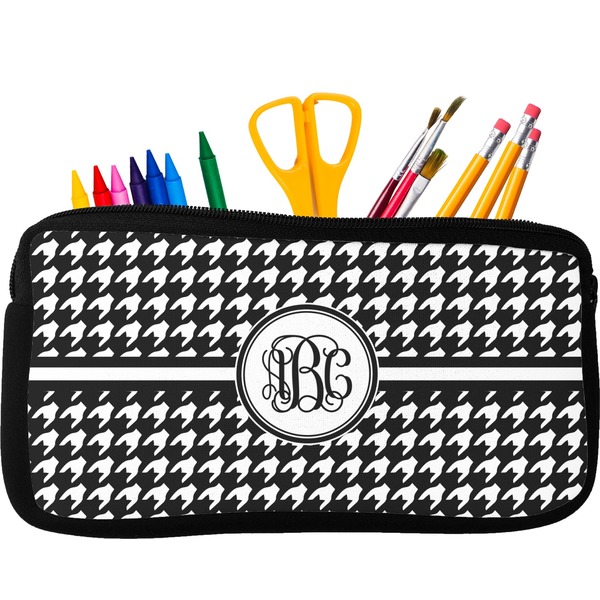 Custom Houndstooth Neoprene Pencil Case (Personalized)