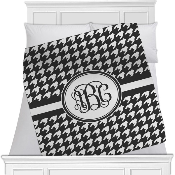 Custom Houndstooth Minky Blanket - Twin / Full - 80"x60" - Double Sided (Personalized)