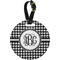 Houndstooth Plastic Luggage Tag - Round (Personalized)