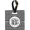 Houndstooth Plastic Luggage Tag - Square w/ Monogram
