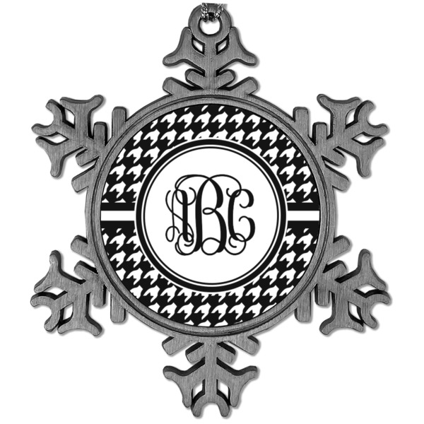 Custom Houndstooth Vintage Snowflake Ornament (Personalized)