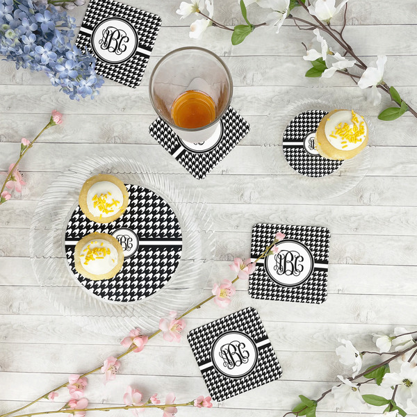 Houndstooth Plastic Party Appetizer & Dessert Plates - In Context