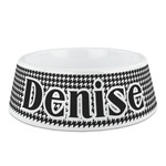 Houndstooth Plastic Dog Bowl - Medium (Personalized)
