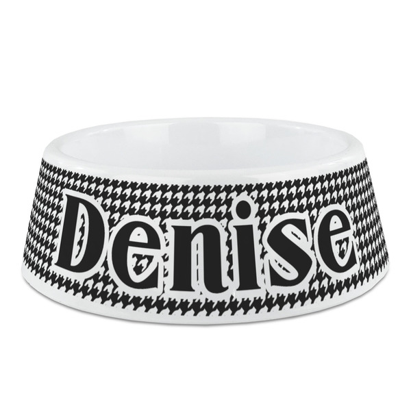Custom Houndstooth Plastic Dog Bowl - Medium (Personalized)