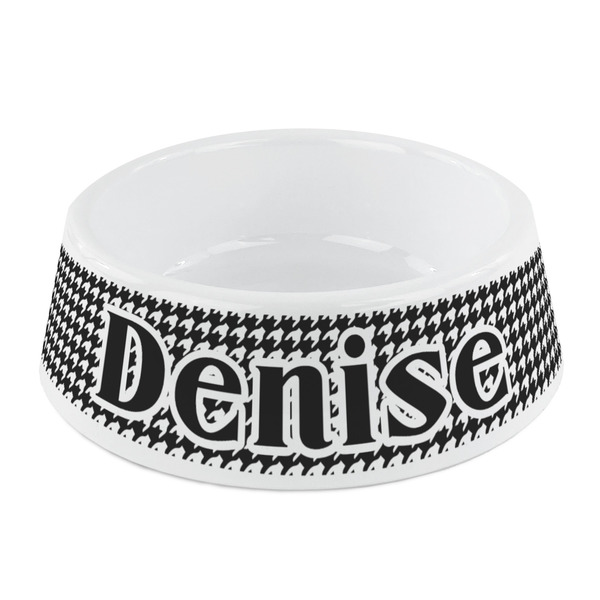 Custom Houndstooth Plastic Dog Bowl - Small (Personalized)