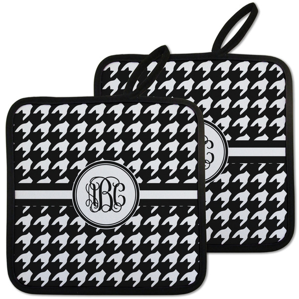 Custom Houndstooth Pot Holders - Set of 2 w/ Monogram