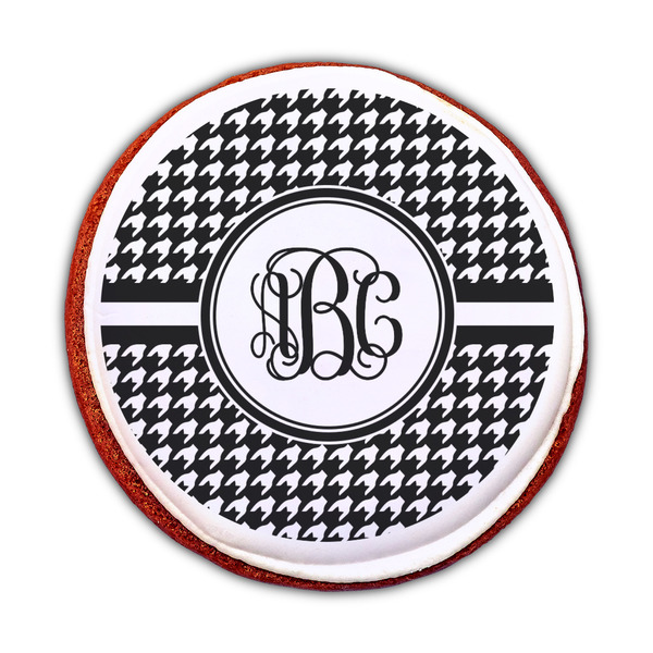 Houndstooth Printed Icing Circle - Medium - On Cookie