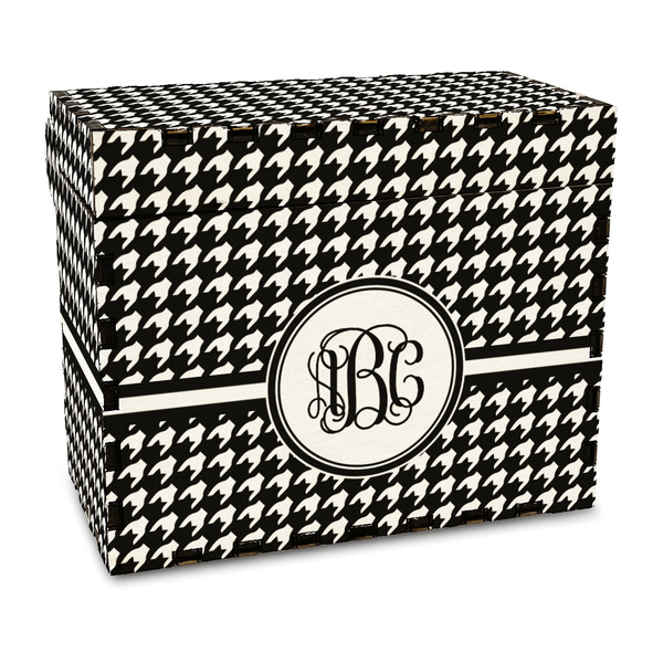 Custom Houndstooth Wood Recipe Box - Full Color Print (Personalized)