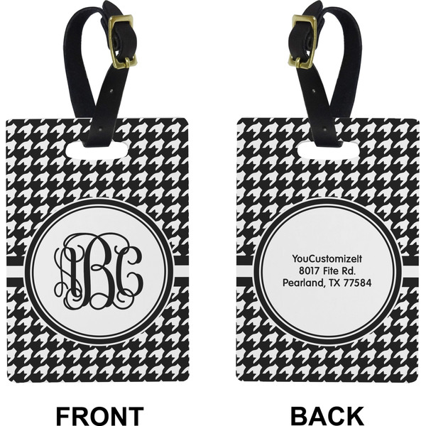 Houndstooth Rectangle Luggage Tag (Front + Back)