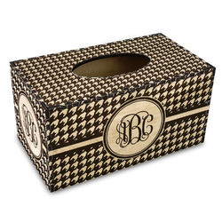 Houndstooth Wood Tissue Box Cover - Rectangle (Personalized)