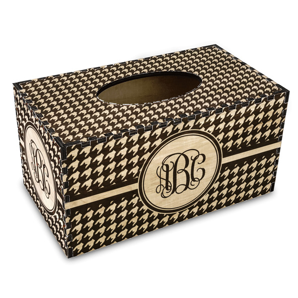 Custom Houndstooth Wood Tissue Box Cover - Rectangle (Personalized)