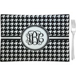 Houndstooth Rectangular Glass Appetizer / Dessert Plate - Single or Set (Personalized)