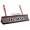 Houndstooth Red Mahogany Nameplates with Business Card Holder - Angle