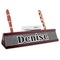 Houndstooth Red Mahogany Nameplate with Business Card Holder (Personalized)