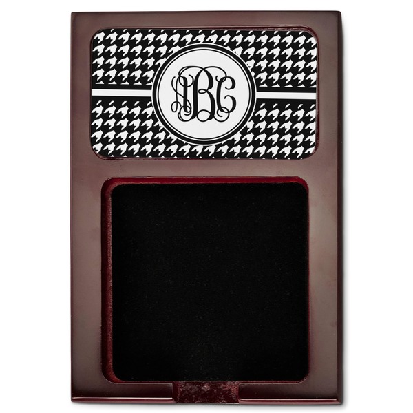 Houndstooth Red Mahogany Sticky Note Holder - Flat