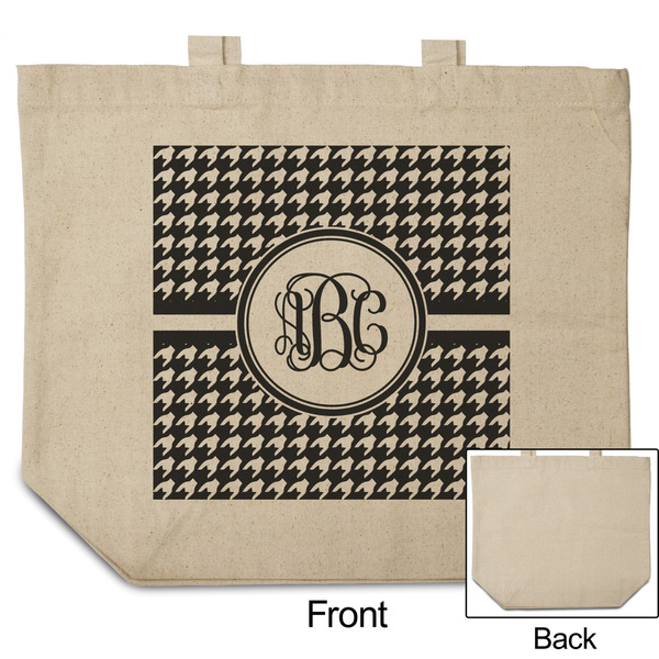 Houndstooth Reusable Cotton Grocery Bag - Front & Back View
