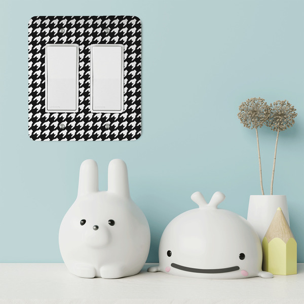 Houndstooth Rocker Light Switch Covers - Double - IN CONTEXT