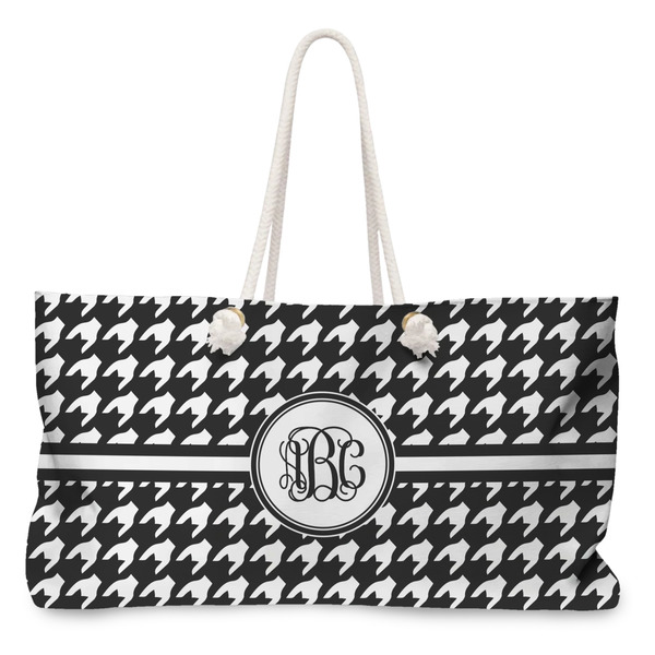 Custom Houndstooth Large Tote Bag with Rope Handles (Personalized)
